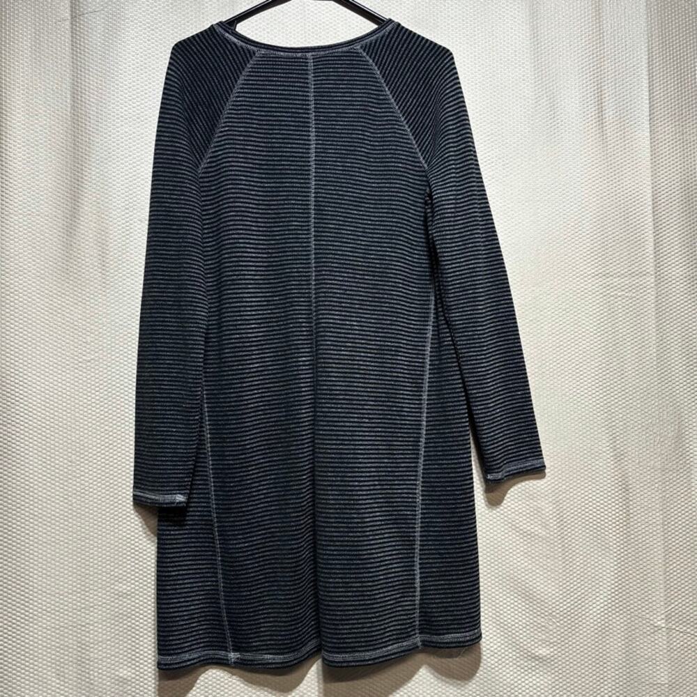 J. Jill Women's Textured Knit Dress Tunic Gray Black Striped Long Sleeve Size M - Picture 9 of 9
